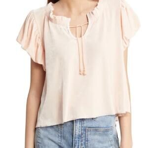 Free People Terese Pink Crushed Velvet Top